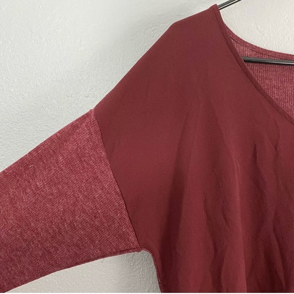 Lane Bryant LS Maroon 2fer V Neck Sweater/Top - Picture 2 of 7